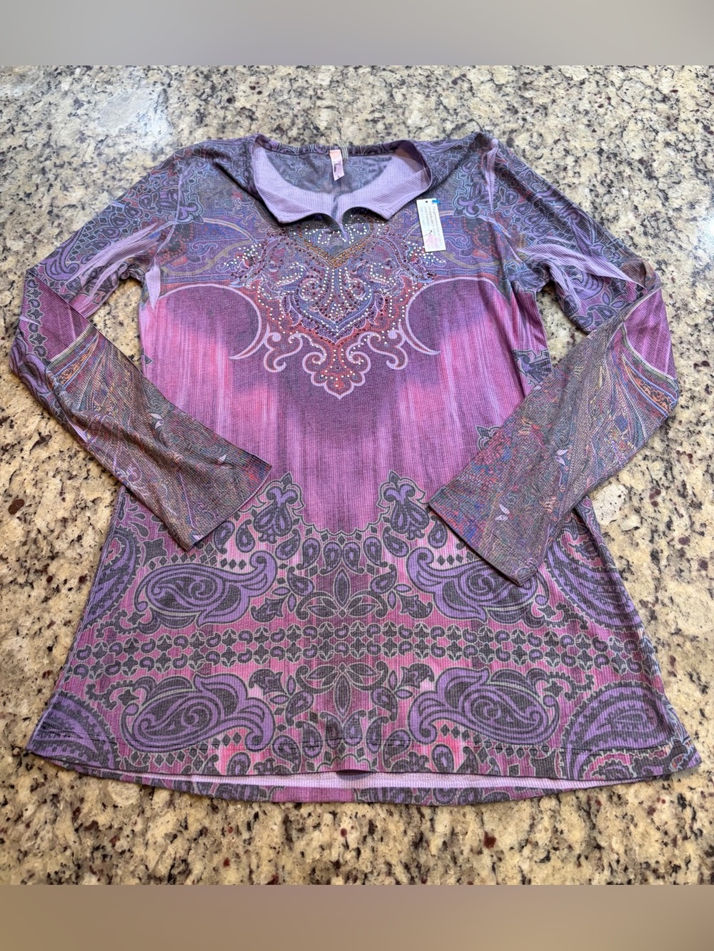 Kiara Purple Paisley Print Long-Sleeve Top